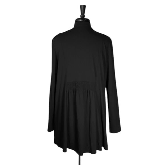 J. Jill Wearever Collection Jacket Black Stretch Open Front Smocked Cardigan M - Picture 2 of 9